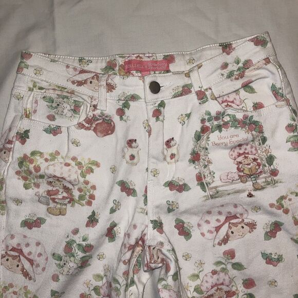 Dolls Kill X Strawberry Shortcake Jeans Small 28” Distressed Life Is Delicious - Picture 5 of 10